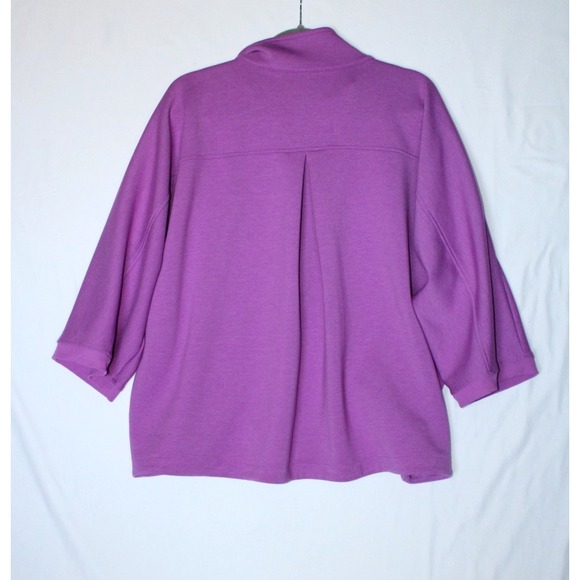 T by Talbots Air Stretch Knit Dolman Sleeve Jacket Back Pleat Mockneck Purple 2X - Picture 7 of 12